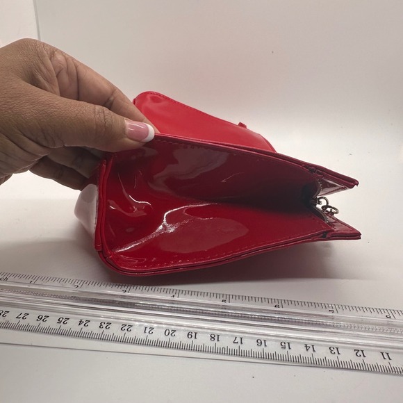 Lancome Paris Red Patent Leather Cosmetic Makeup Bag Pouch Clutch Zipper Closure - Picture 5 of 12